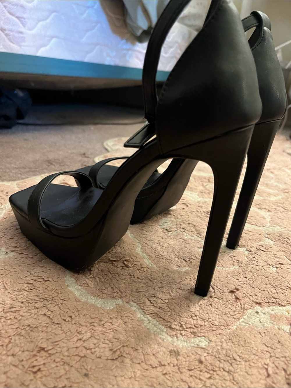Forever 21 Black Square-Toe Ankle-Strap Stiletto Heels - Picture 5 of 6